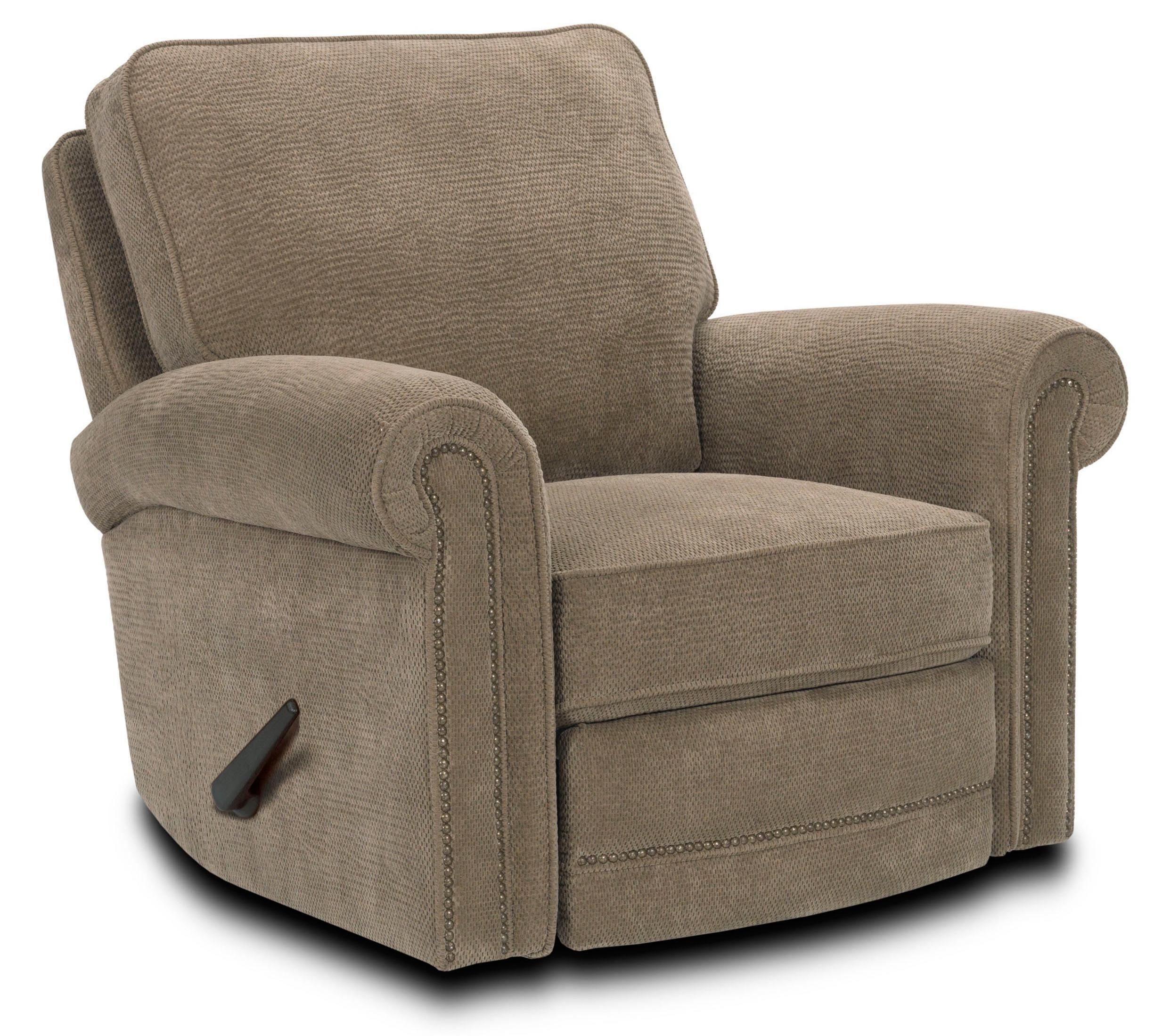 Rocker Recliner: Taupe Textured Fabric Lounge Armchair