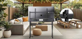 Rolling TV Stand Slim Frame Matte Metal Mount Bracket