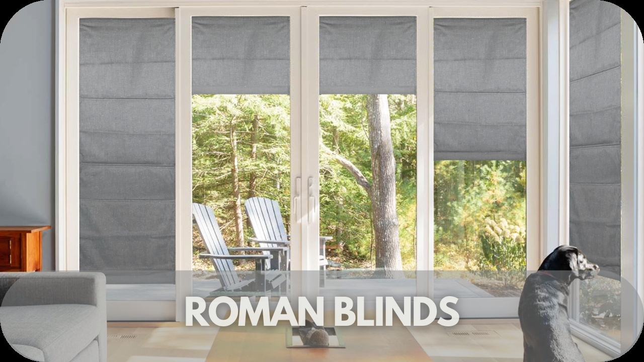 Roman Blinds with Multi Panel Design and Gray Roman Blinds