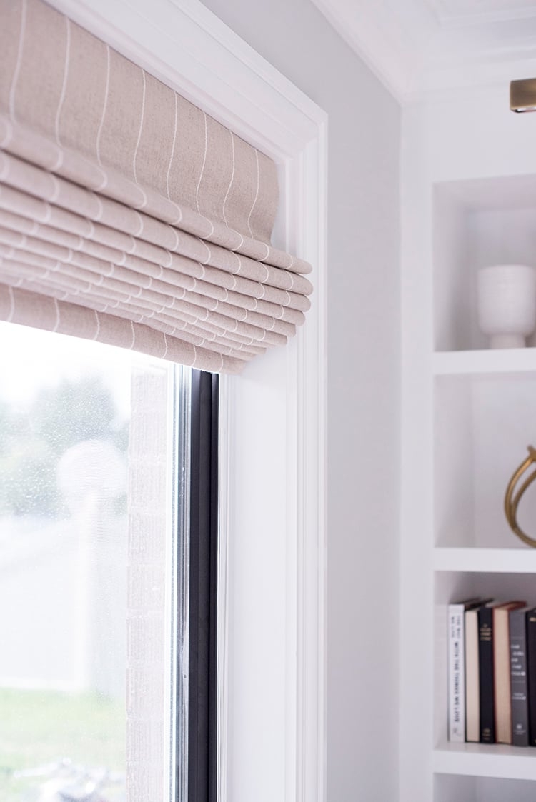 Roman Shade with Pinstriped Pattern and Pinstriped Roman Shades