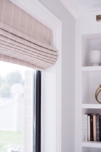 Roman Shade with Pinstriped Pattern and Pinstriped Roman Shades