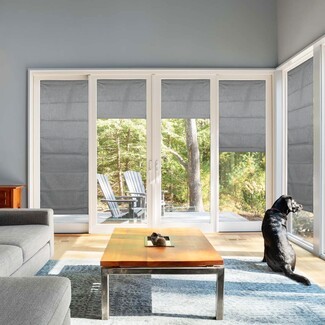 Roman Shades in Slate Gray with Slate Gray Fabric Blinds