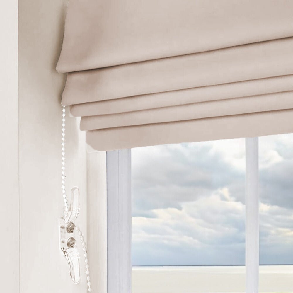 Roman Shades with Beaded Pull Cord and Modern Corded Window Shades