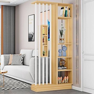 Room Divider: Dual Tone Finish Integrated Bookshelf Partition