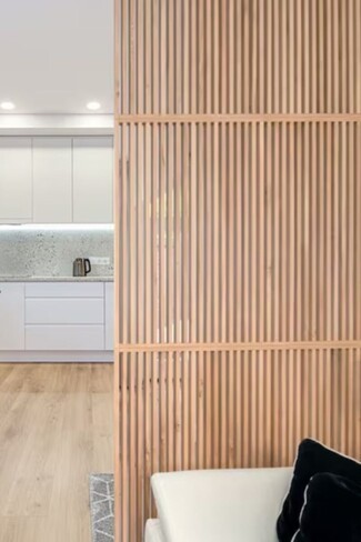 Room Divider: Japandi Natural Wood Floor to Ceiling Partition