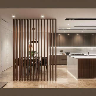 Room Divider: Luxury Walnut Floor to Ceiling Vertical Slats