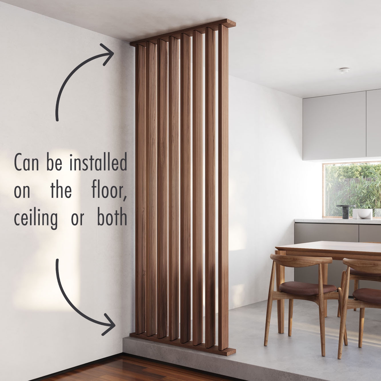 Room Divider: Modular Base Vertical Slats for Modern Zoned Areas