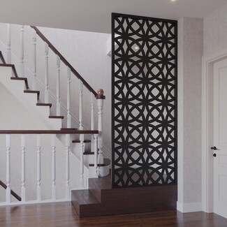 Room Divider: Overlapping Circles Matte Black Geometric Screen