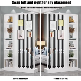 Room Divider: Reversible Layout White Shelving Entrance Partition
