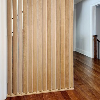Room Divider: Rotatable Wood Slats for Adjustable Privacy Screen