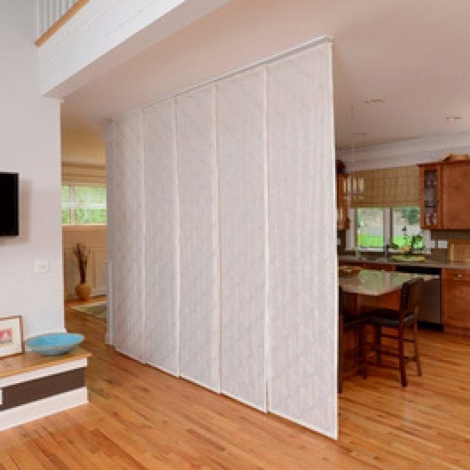 Room Divider: Sliding Fabric Panels with Ceiling Mounted Track