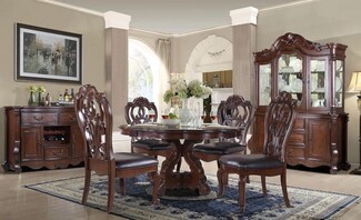 Round Dining Set including Integrated Wine Rack and Scrolls
