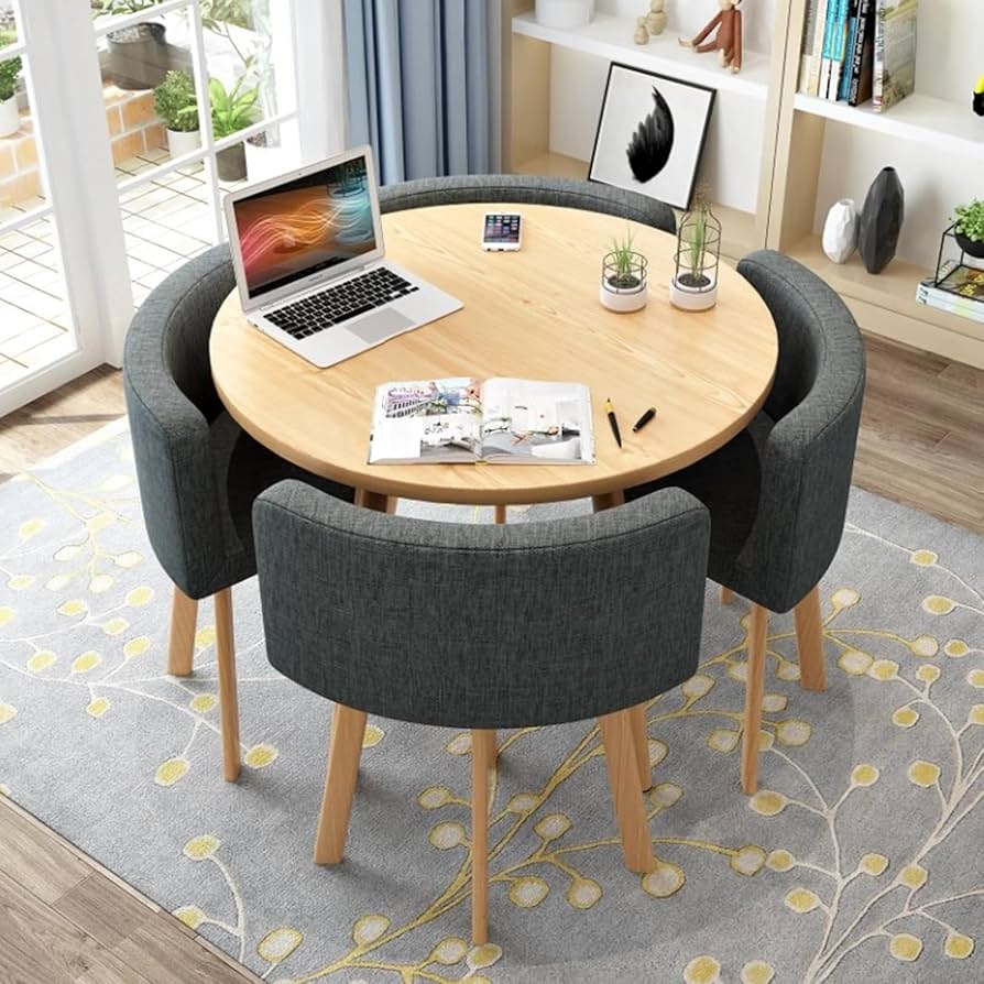 Round Dining Set using Nestable Chairs and Tapered Legs