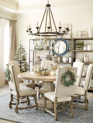 Round Dining Table featuring Cabriole Legs and Nailhead