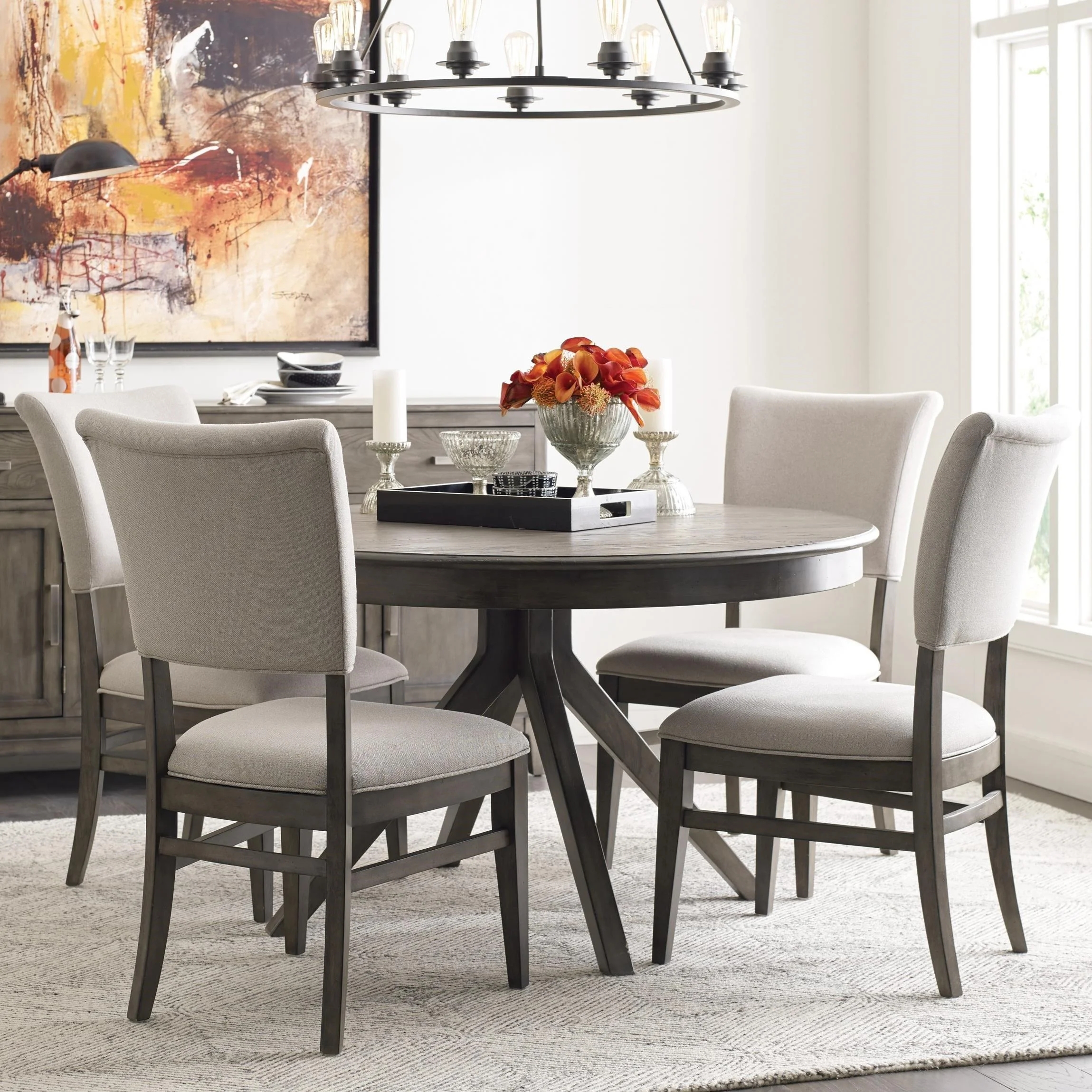 Round Dining Table Set with Splayed Pedestal Base