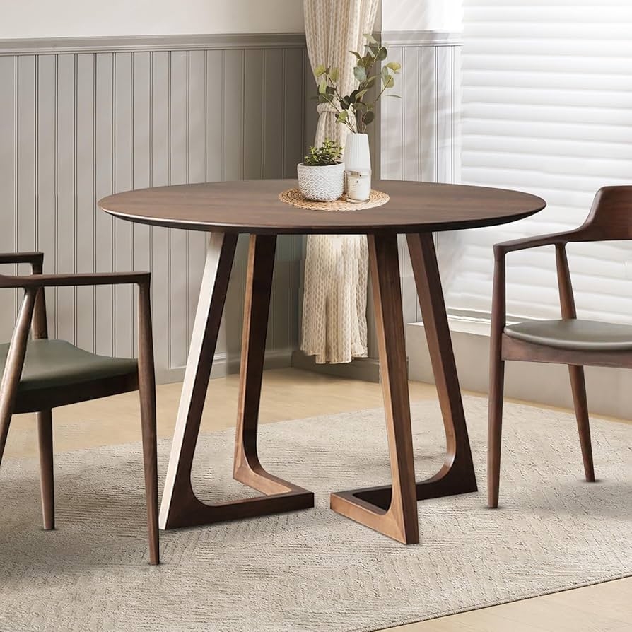 Dark Wood Round Dining Table