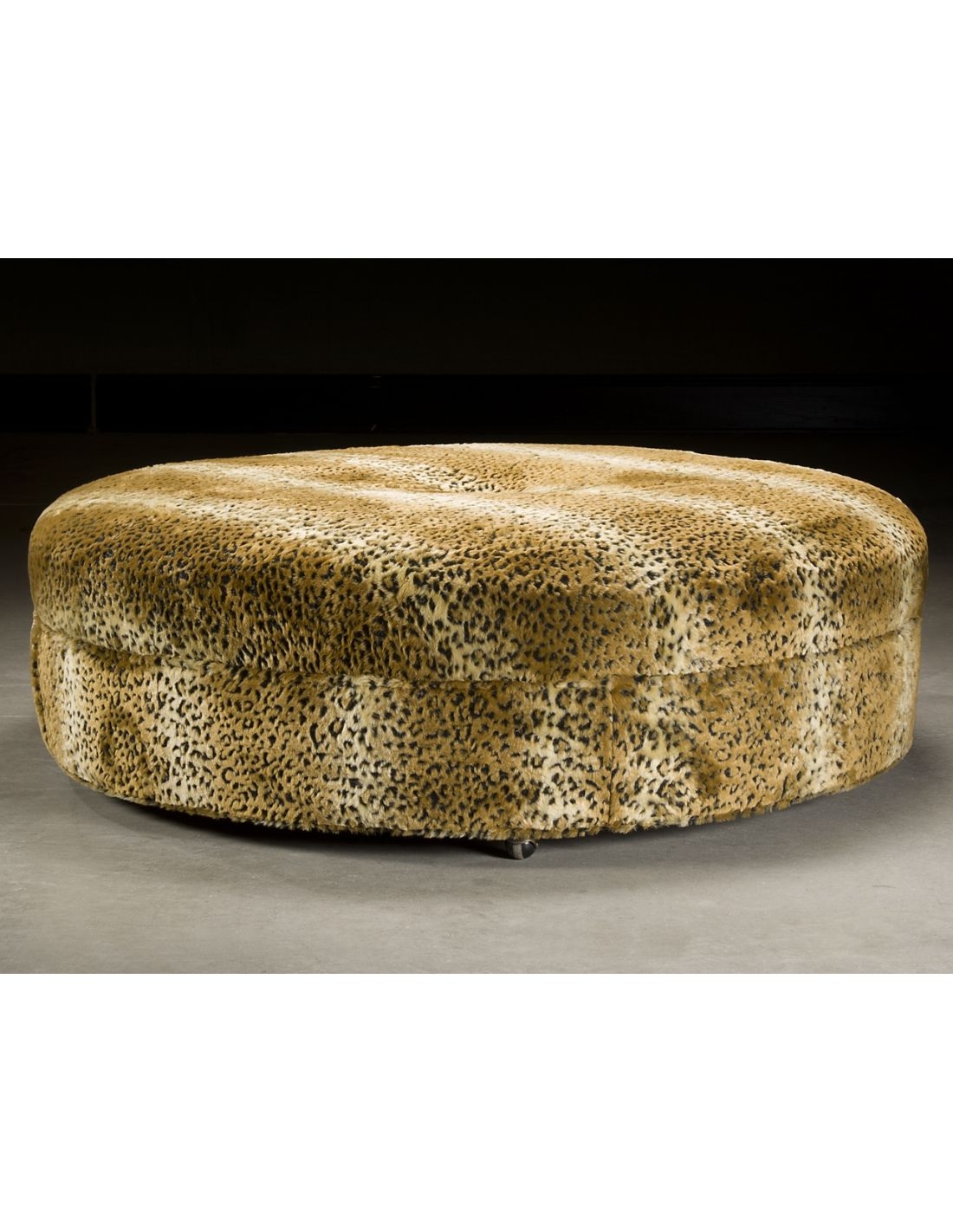 Round Ottoman with Cheetah Print and Large Circular Silhouette