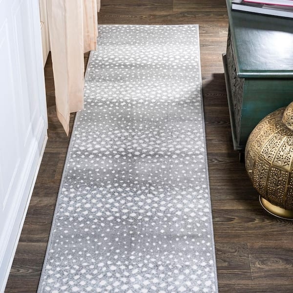 Runner Rug in Extra Long Runner Size with Gray Print