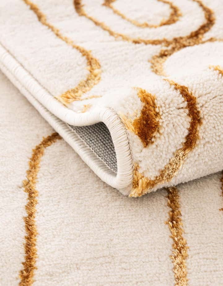 Runner Rug Mustard Gold Swirls White Runner Rug