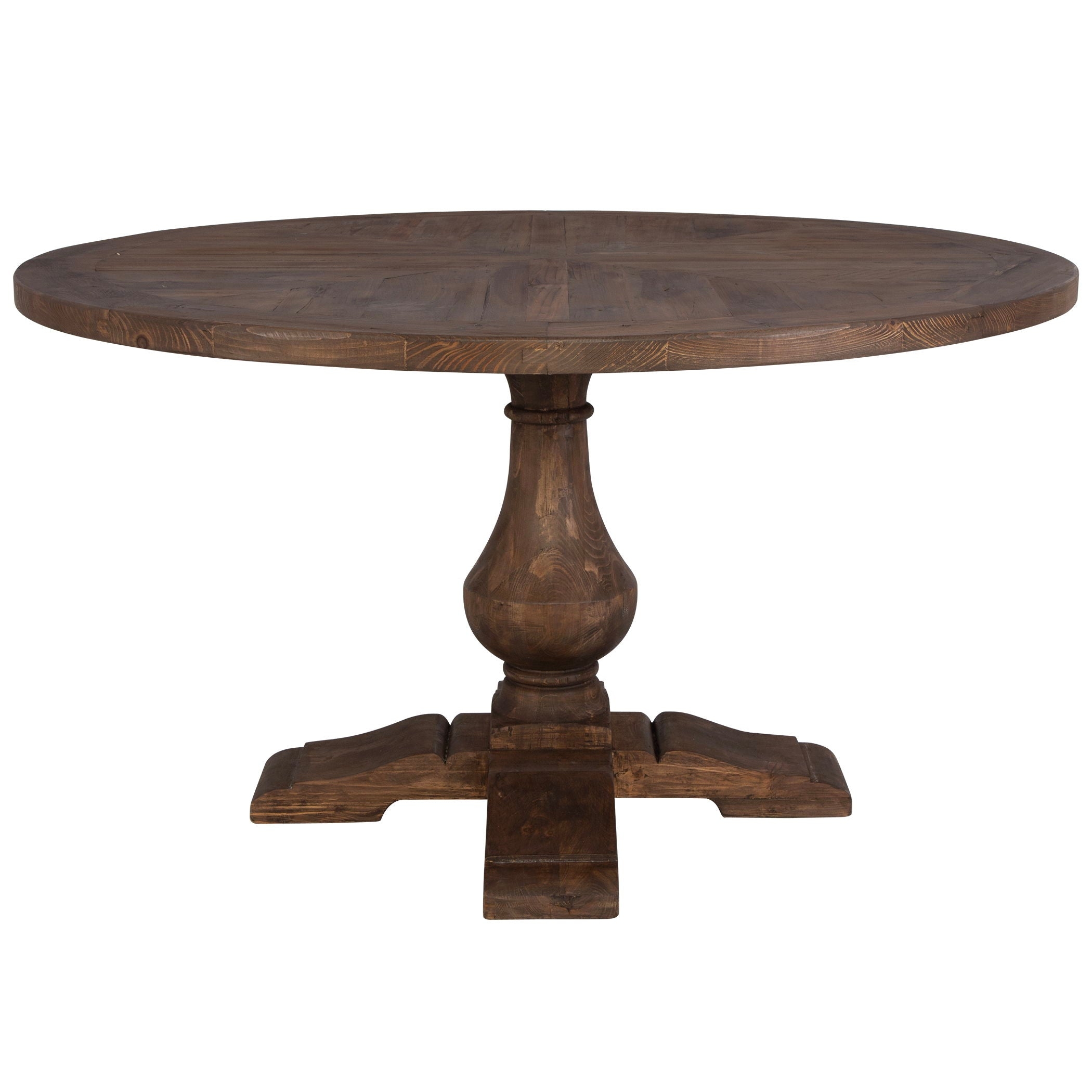 Rustic Dining Table with Parquetry Top and Pedestal Base