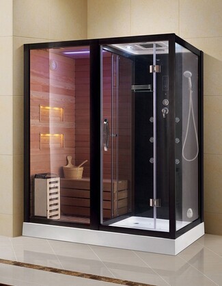 Sauna Shower Combo Integrated Heater Compact Wellness Cabin