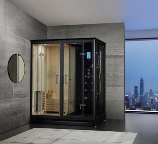 Sauna Shower Combo Matte Black Frame Urban Wellness Design