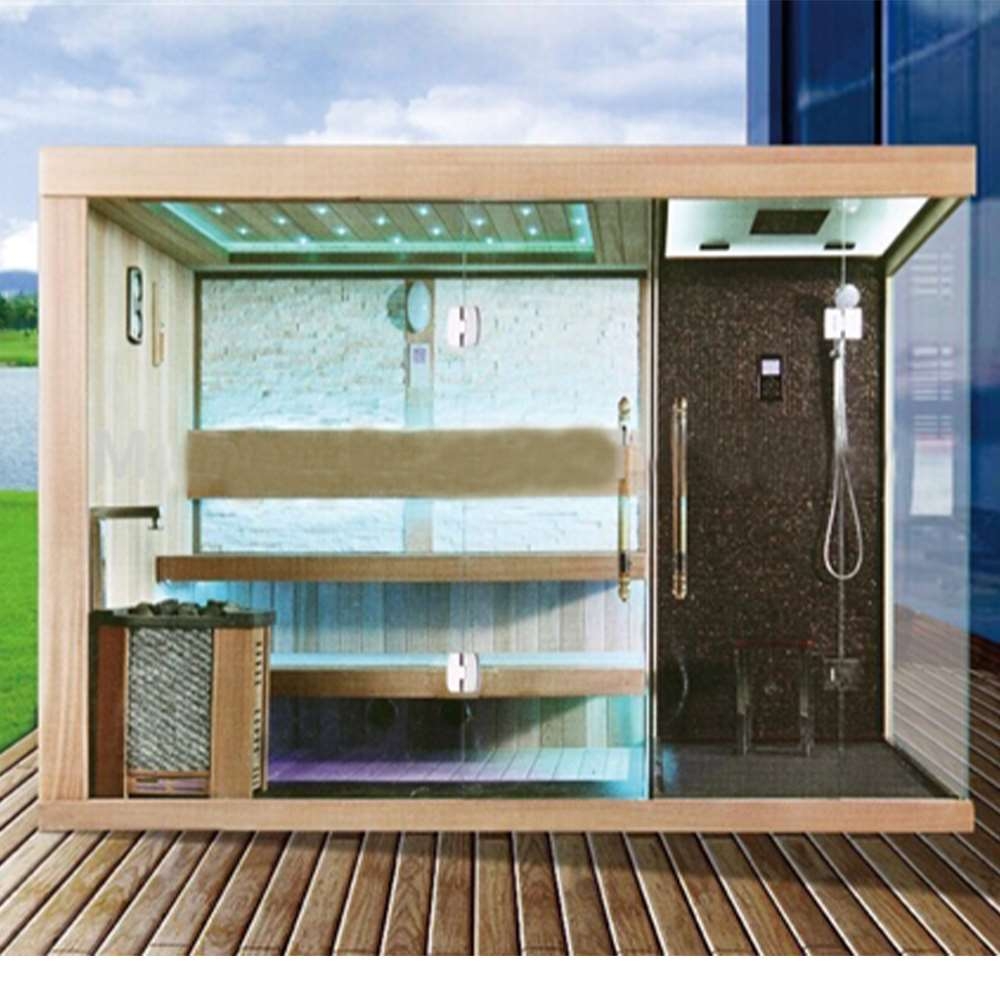 Sauna Shower Combo Unit with Dual Zone Modern Outdoor Spa