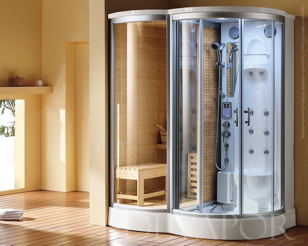 Sauna Steam Cabin Curved Glass Enclosure Curved Steam Shower