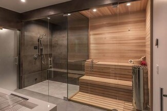 Sauna Steam Combo Frameless Glass Luxury Tiered Sauna Design