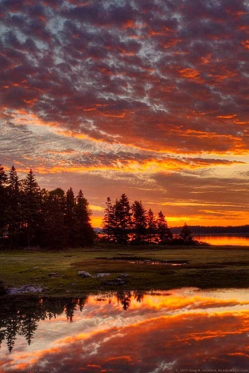 Scenic Wall Art with Double Reflection Dramatic Sunset Landscape