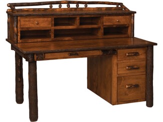 Secretary Desk: Rustic Hickory Bark Legs and Hickory Bark Desk
