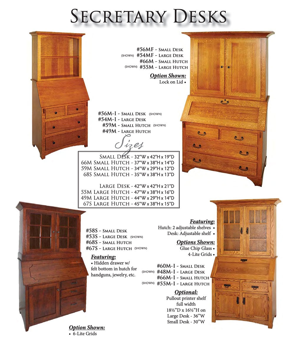 Secretary Desk: Traditional Wood Hutch with Hidden Drawer
