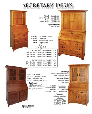 Secretary Desk: Traditional Wood Hutch with Hidden Drawer
