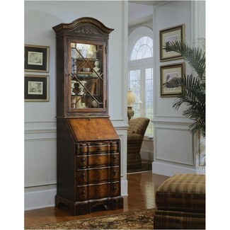 Secretary Hutch: Walnut Bonnet Top and French Provincial Hutch