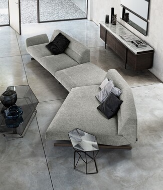 Sectional Sofa Angled Modules Low Profile Base Seating
