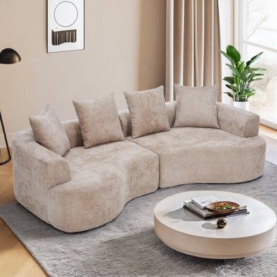 Sectional Sofa: Beige Construction Organic Half Moon Lounge