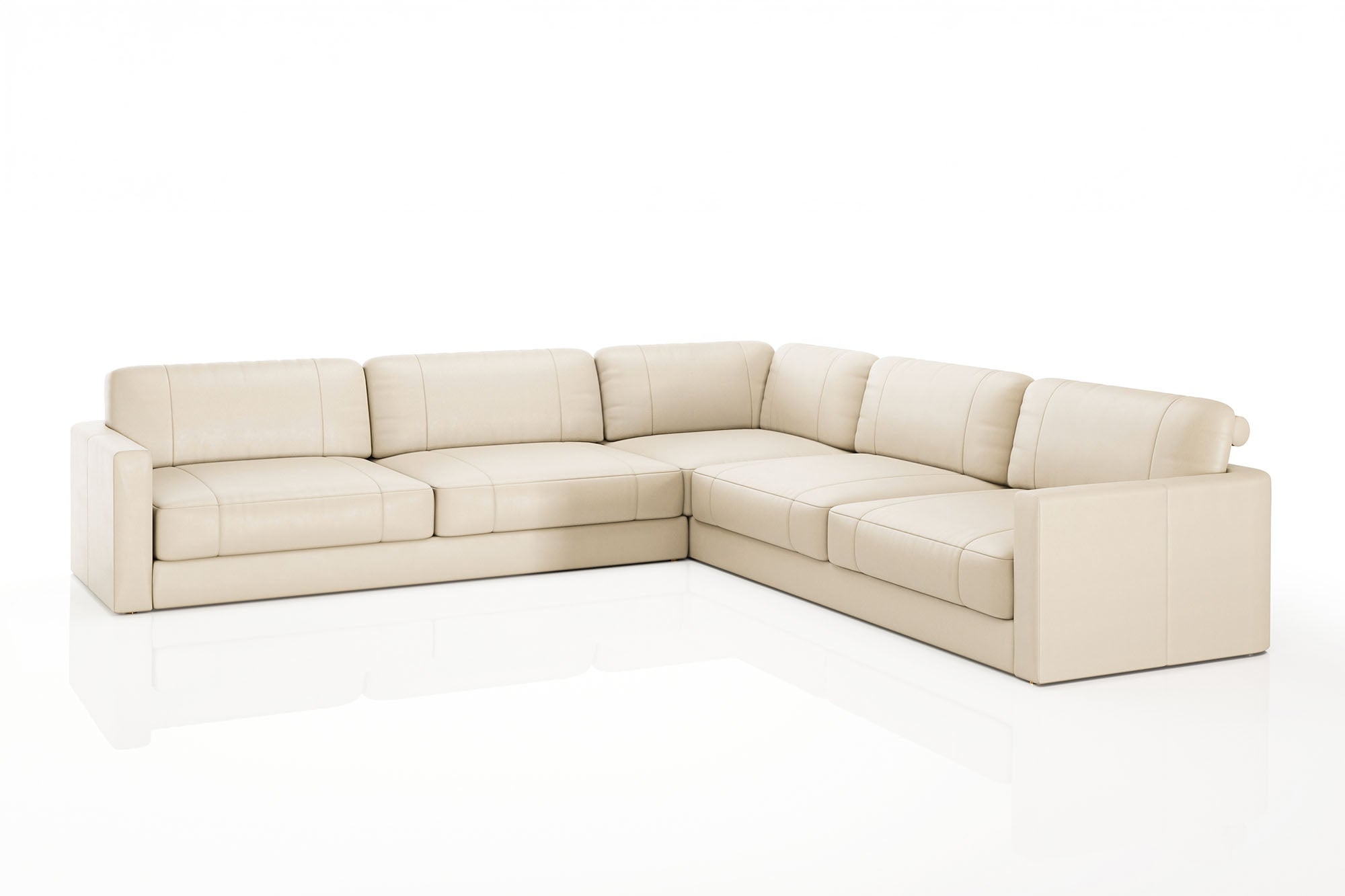 Sectional Sofa: Boxy Arms and Paneled Stitching for Minimalist Decor