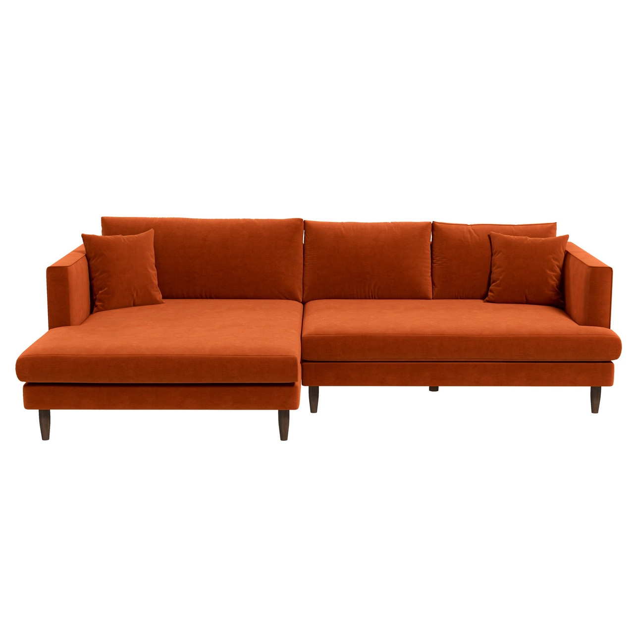 Sectional Sofa Burnt Orange Velvet Left Facing Chaise