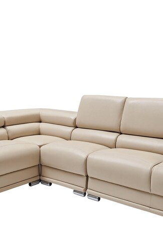 Sectional Sofa: Cream Modular Design with Lumbar Support Rolls