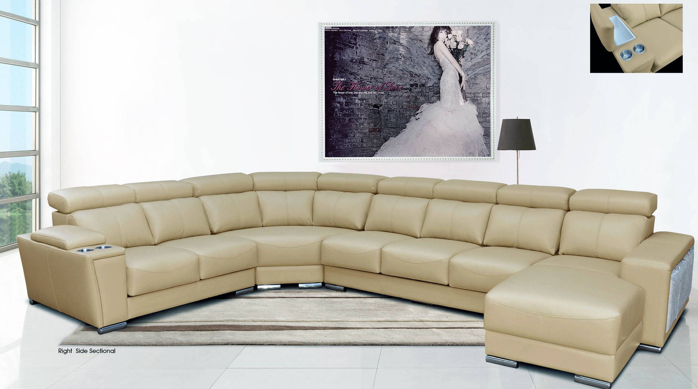 Sectional Sofa: Extra Large Curved Profile with Side Storage Pocket