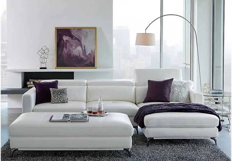 Sectional Sofa featuring Diamond Quilting and L-Shaped Design