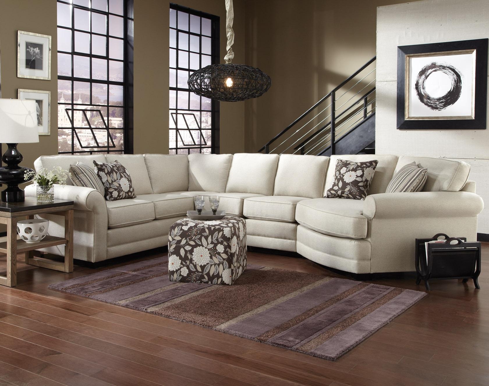 Sectional Sofa Floral Ottoman Cream Cuddler Section