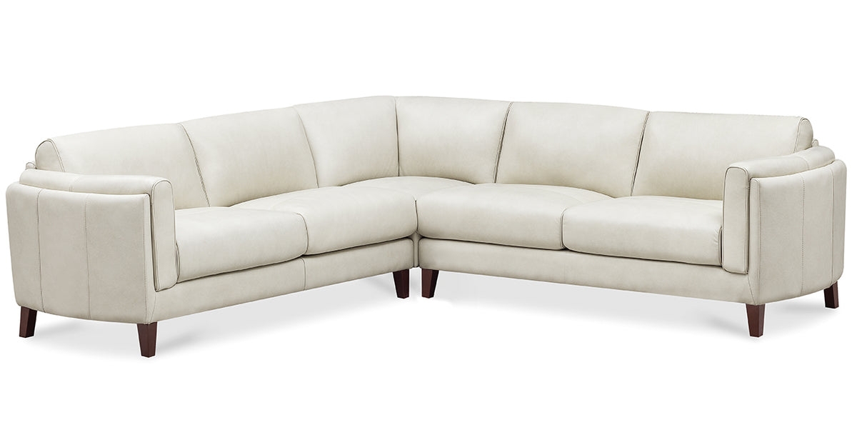 Sectional Sofa: Ivory Modular Seating with Vertical Arm Stitching
