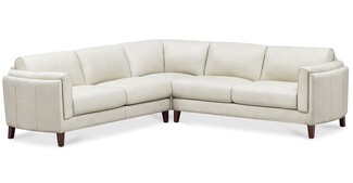 Sectional Sofa: Ivory Modular Seating with Vertical Arm Stitching
