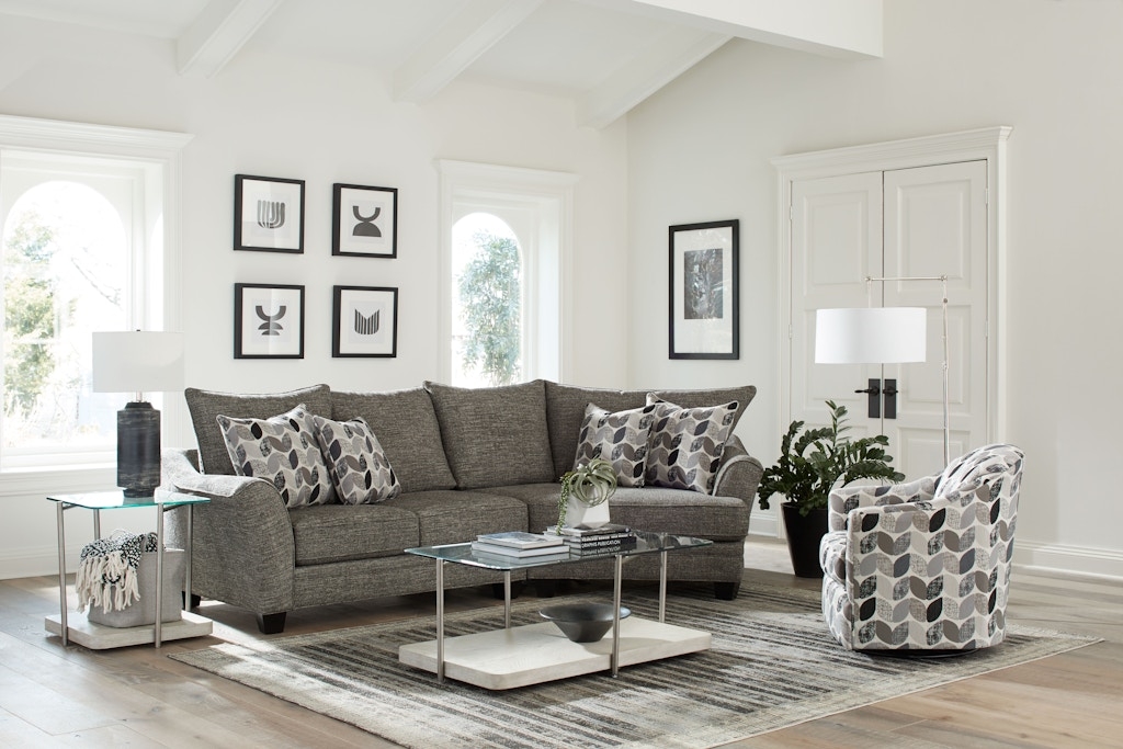 Sectional Sofa Leaf Pattern Accents Charcoal Lounge