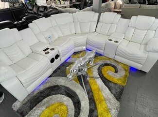 Sectional Sofa: LED Underlighting Optic White Modular Curve