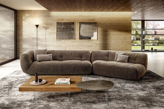 Sectional Sofa Low Profile Taupe Angled Configuration