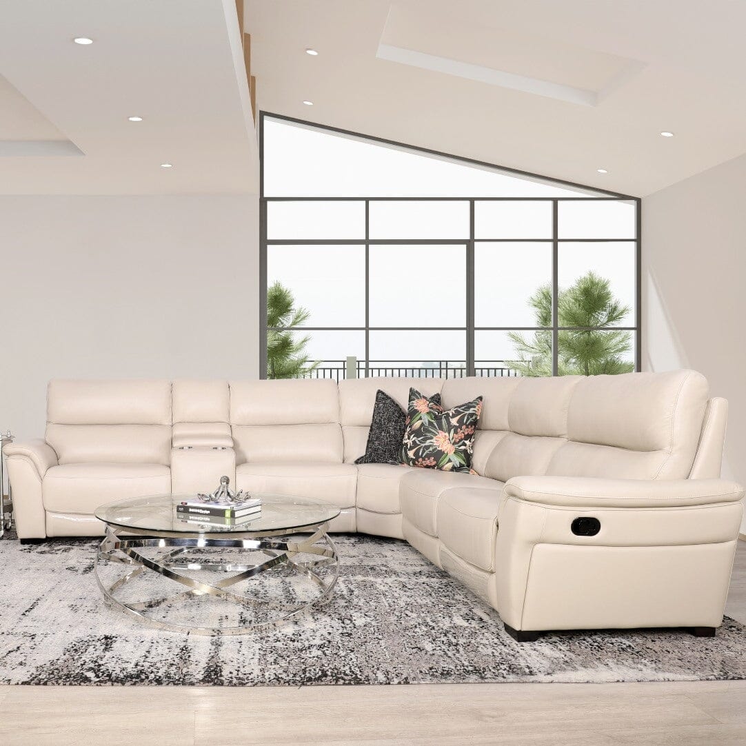 Sectional Sofa: Manhattan Leather Corner Lounge with Reclining Seats