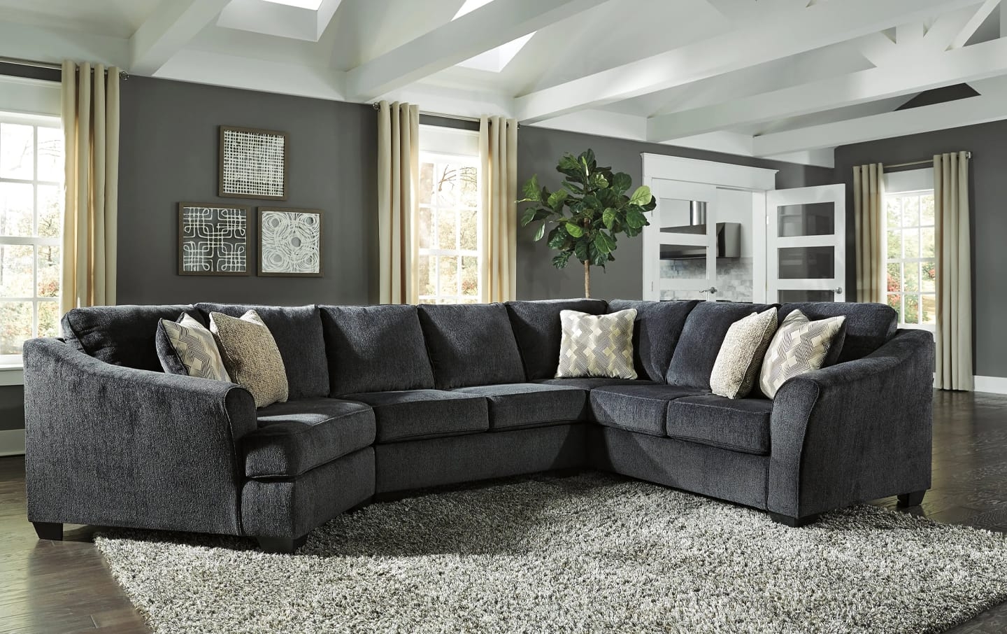 Sectional Sofa Oversized Proportions Charcoal Couch