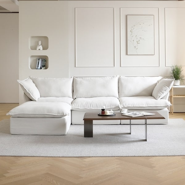 Sectional Sofa: Overstuffed Cloud Sectional with Flange